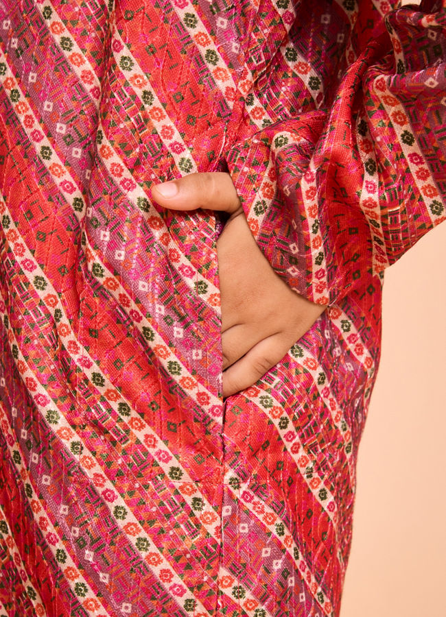 Manyavar Boys Festive Red Kurta Pajama Ensemble - Boys