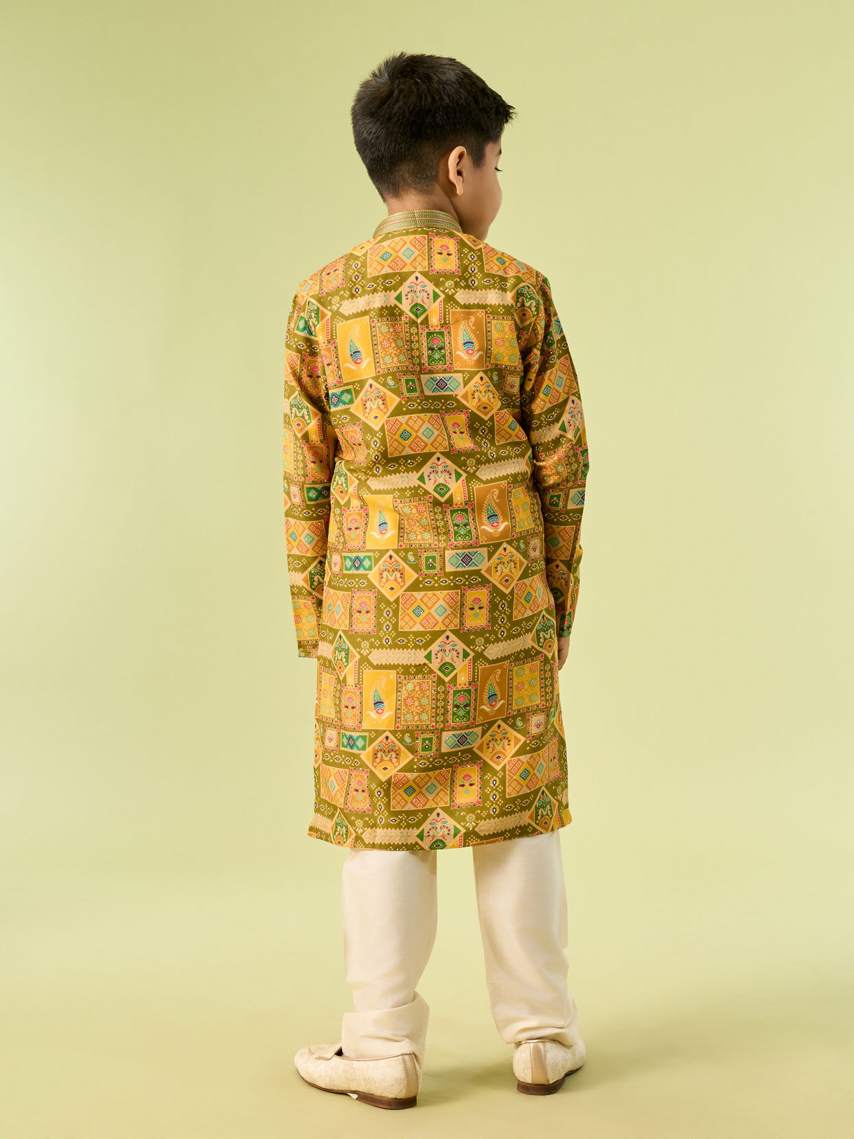 Manyavar Boys Mehndi Green Magic Kurta Pajama