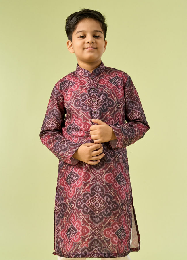 Manyavar Boys Maroon Delight Kurta Pajama
