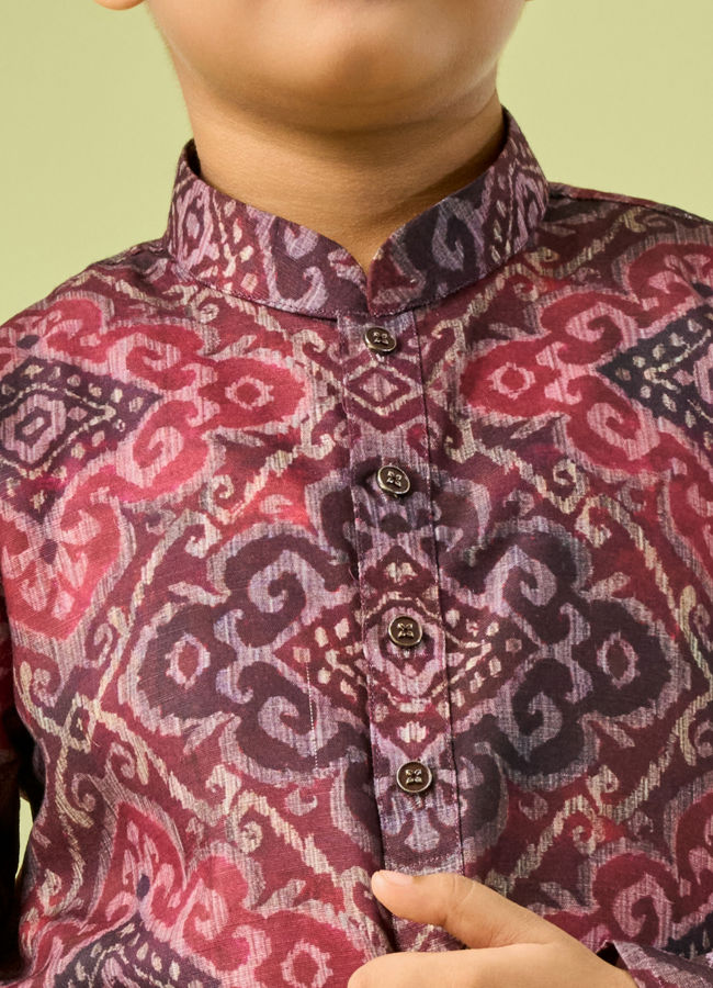 Manyavar Boys Maroon Delight Kurta Pajama