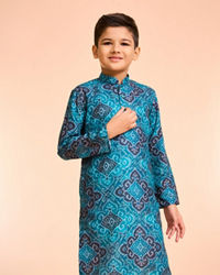 Manyavar Boys Turquoise Blue Kurta Pajama