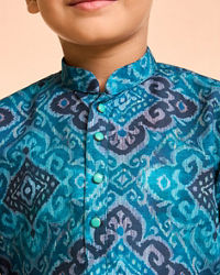 Manyavar Boys Turquoise Blue Kurta Pajama
