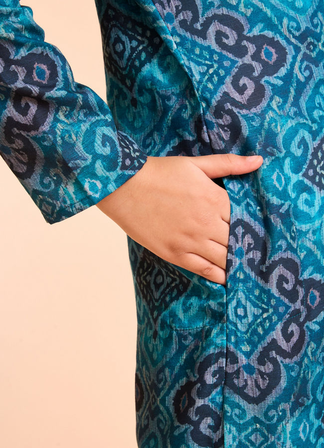 Manyavar Boys Turquoise Blue Kurta Pajama