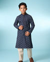 Manyavar Boys Dark Blue Regal Kurta Pajama Set