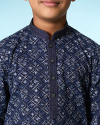 Manyavar Boys Dark Blue Regal Kurta Pajama Set