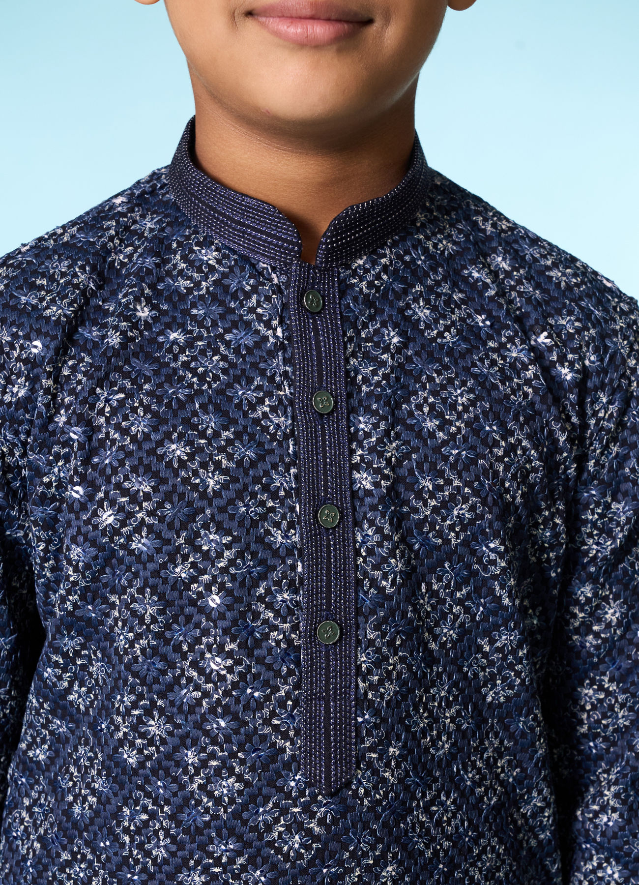 Manyavar Boys Dark Blue Regal Kurta Pajama Set