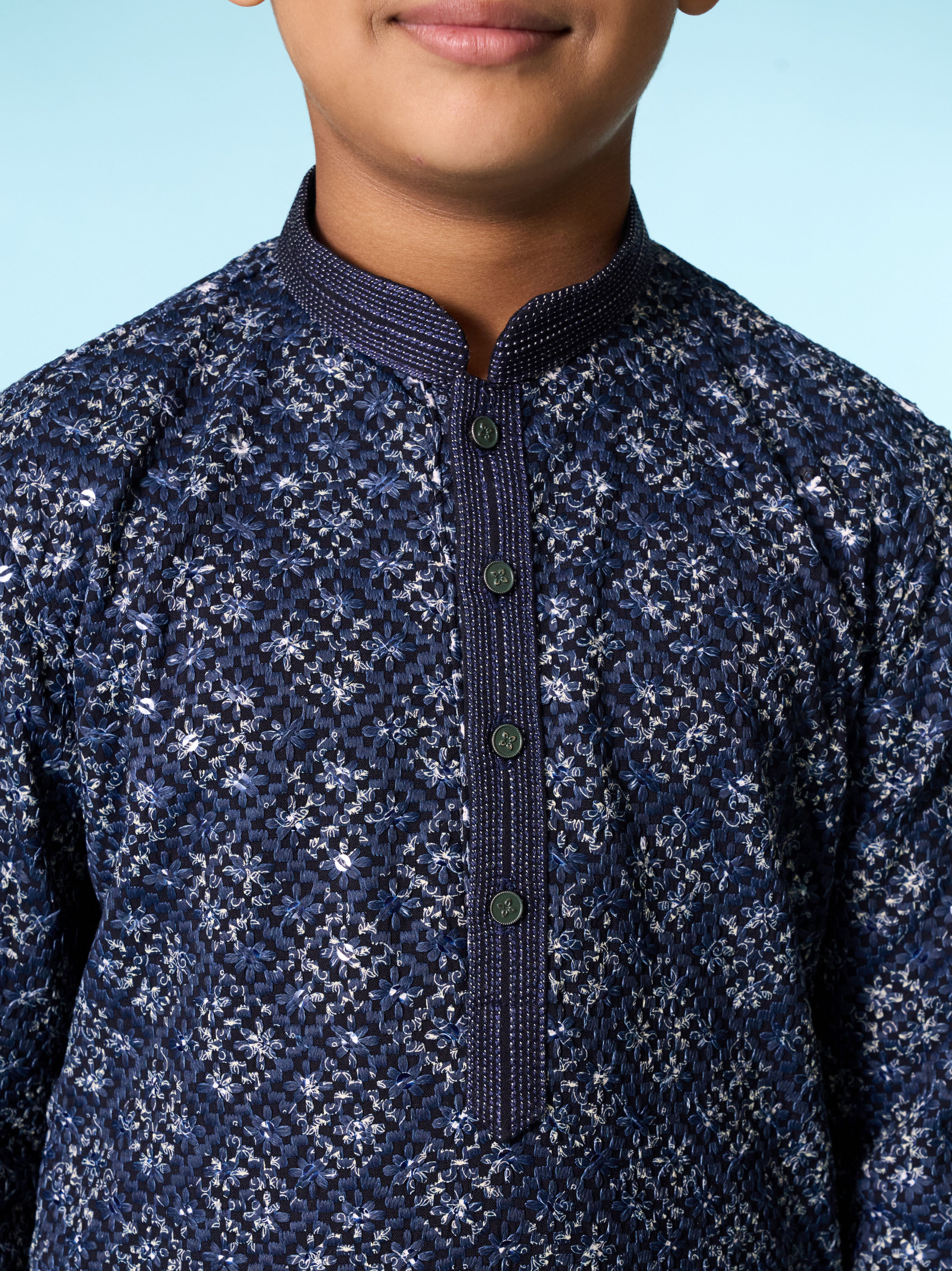 Manyavar Boys Dark Blue Regal Kurta Pajama Set