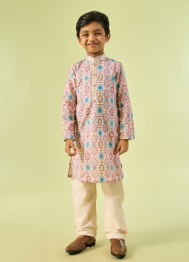 Manyavar Boys Enchanting Cream Kurta Pajama
