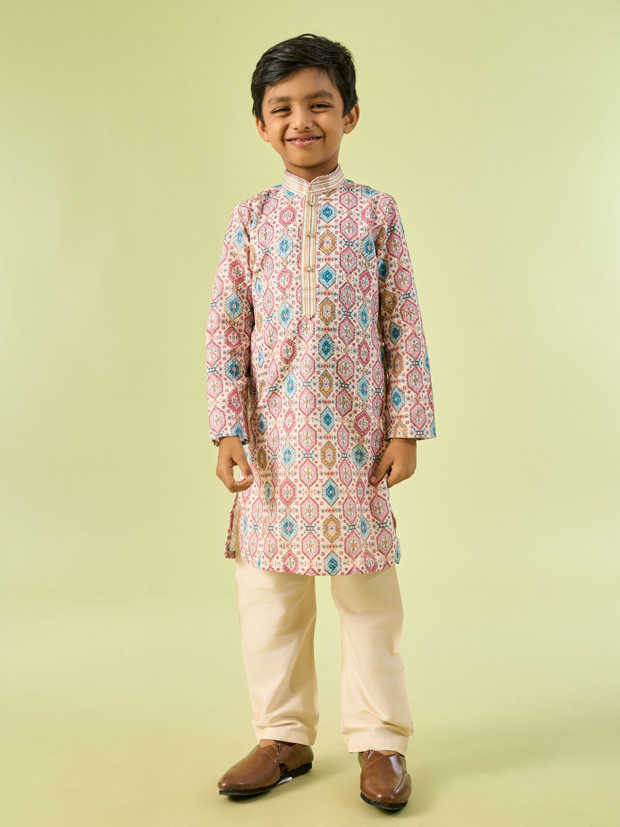 Manyavar Boys Enchanting Cream Kurta Pajama