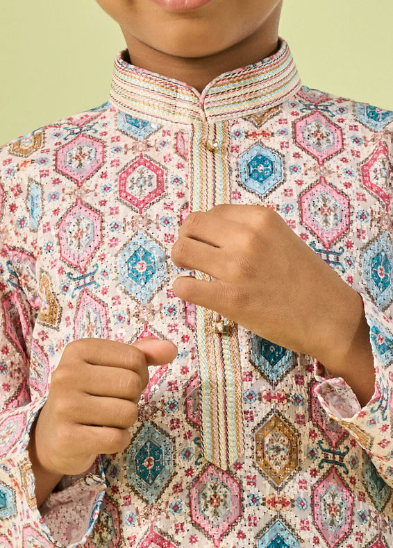 Manyavar Boys Enchanting Cream Kurta Pajama