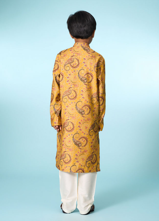 Manyavar Boys Festive Mustard Kurta Pajama