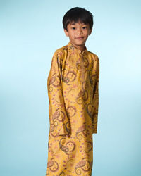 Manyavar Boys Festive Mustard Kurta Pajama