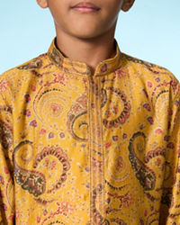 Manyavar Boys Festive Mustard Kurta Pajama