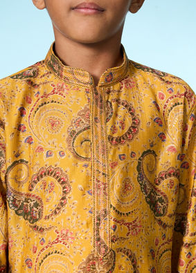 Manyavar Boys Festive Mustard Kurta Pajama
