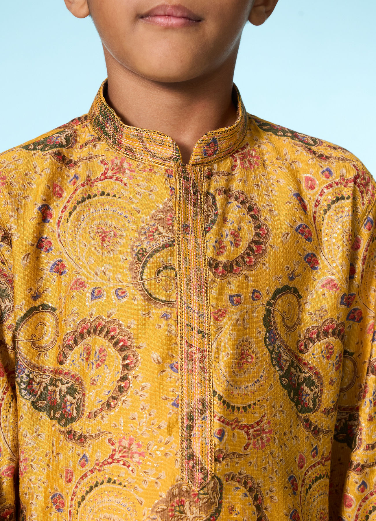 Manyavar Boys Festive Mustard Kurta Pajama