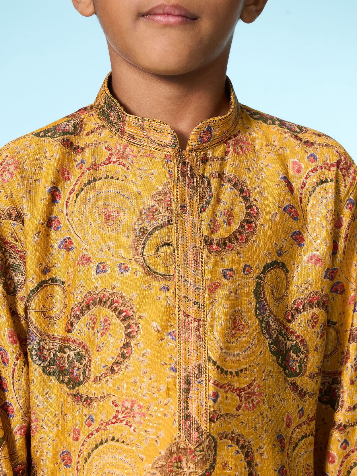 Manyavar Boys Festive Mustard Kurta Pajama