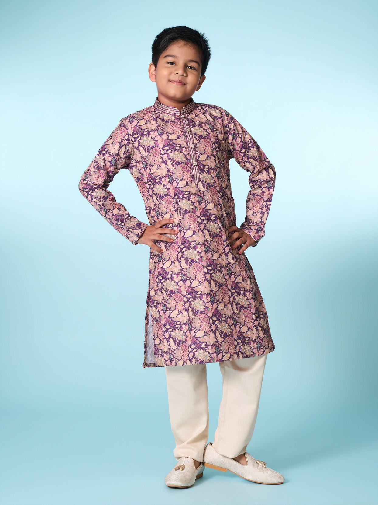 Manyavar Boys Regal Purple Kurta Pajama