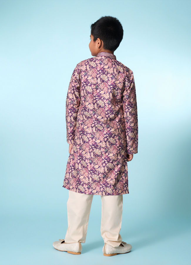 Manyavar Boys Regal Purple Kurta Pajama