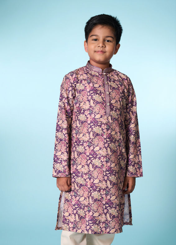 Manyavar Boys Regal Purple Kurta Pajama