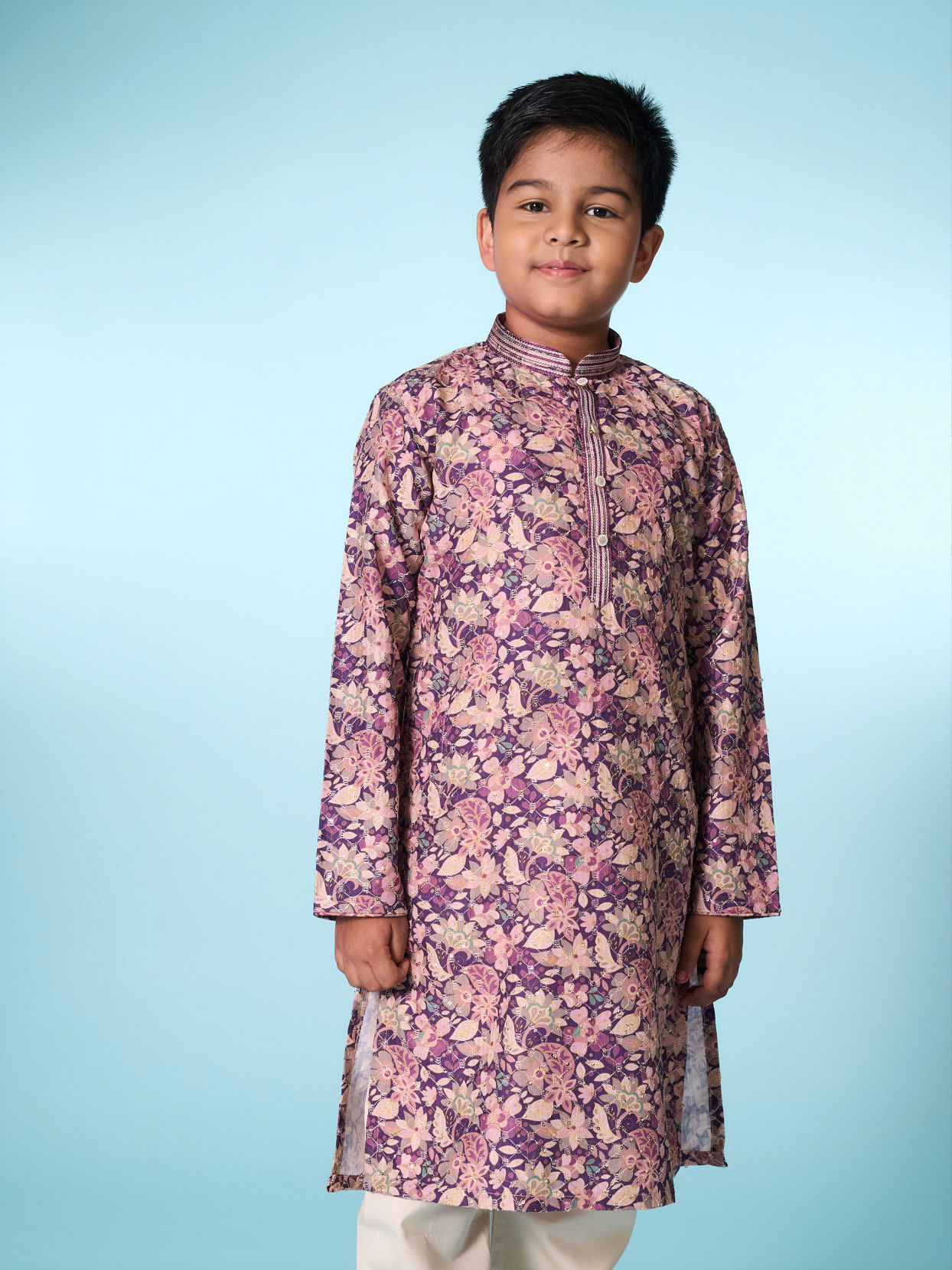 Manyavar Boys Regal Purple Kurta Pajama