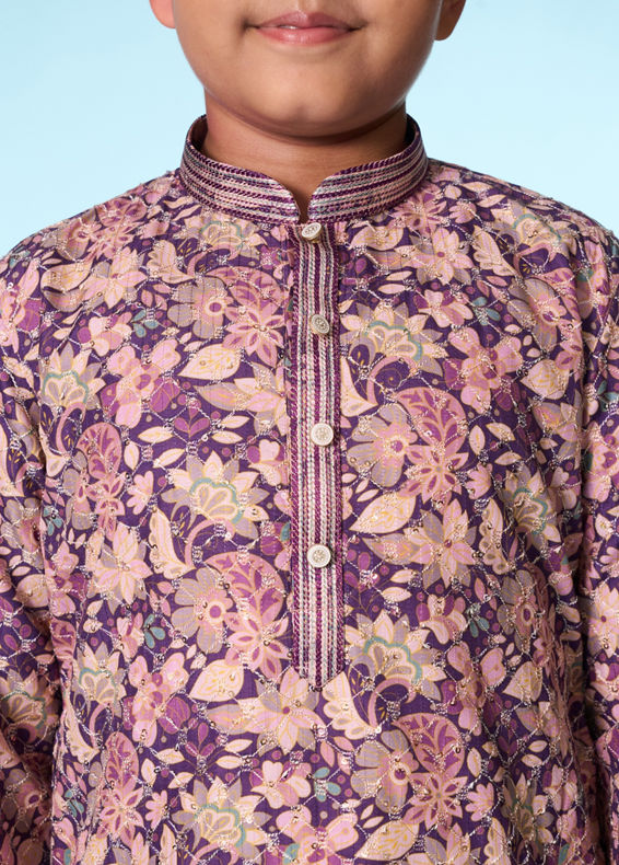 Manyavar Boys Regal Purple Kurta Pajama