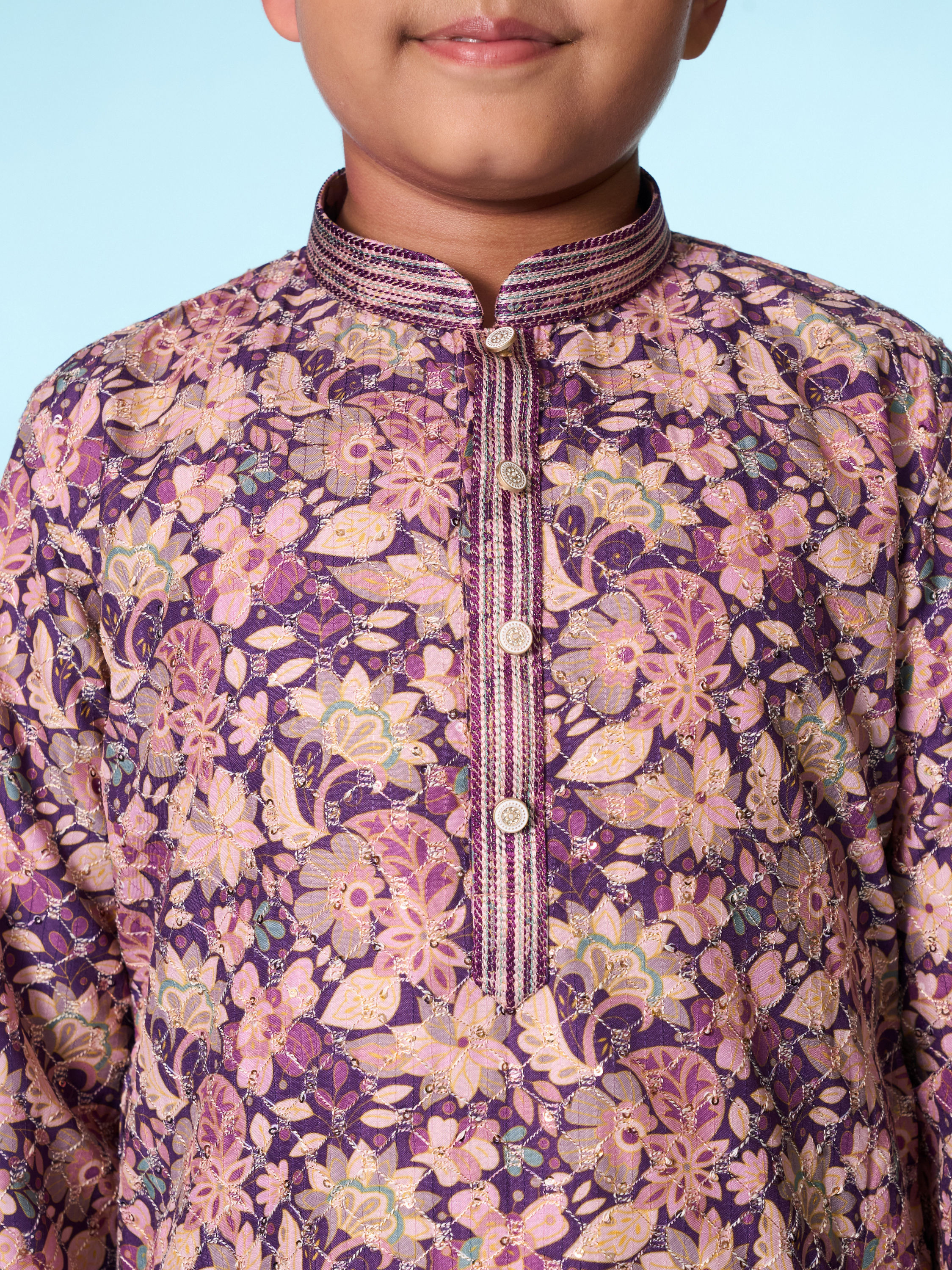 Manyavar Boys Regal Purple Kurta Pajama