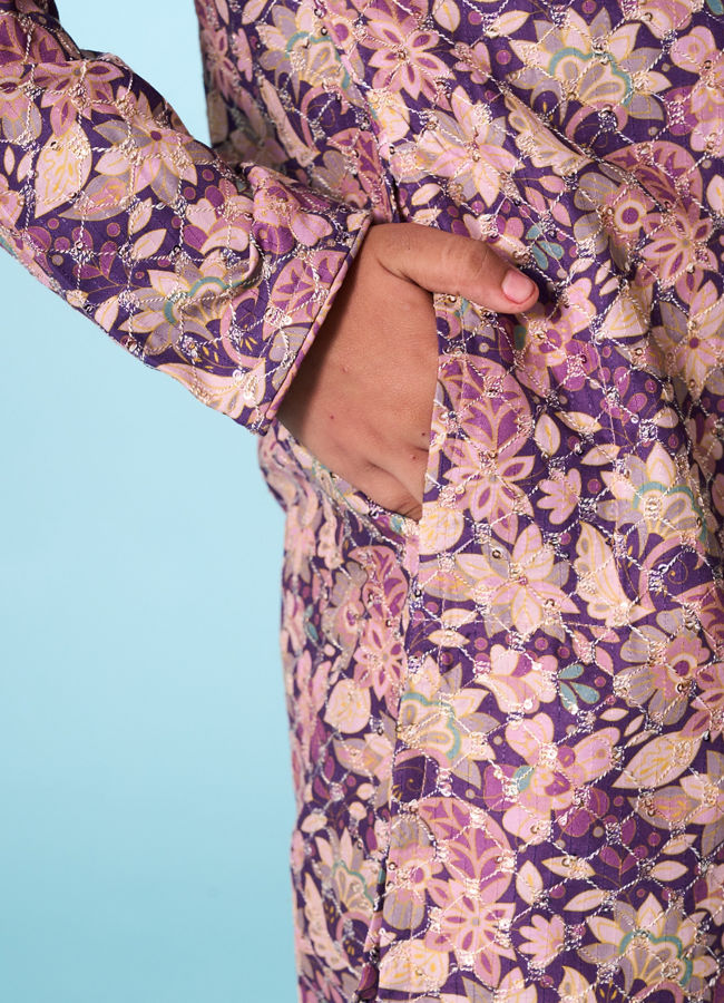 Manyavar Boys Regal Purple Kurta Pajama