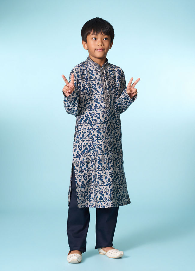Manyavar Boys Elegant Blue Kurta Pajama Set