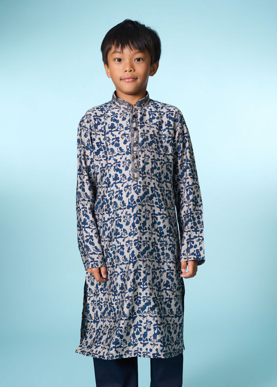 Manyavar Boys Elegant Blue Kurta Pajama Set