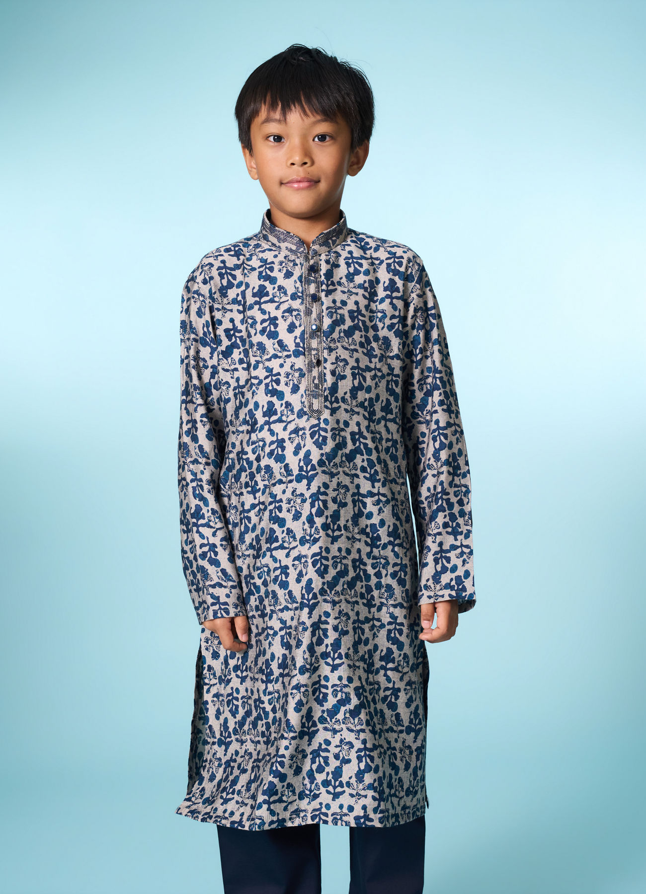 Manyavar Boys Elegant Blue Kurta Pajama Set