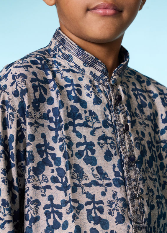 Manyavar Boys Elegant Blue Kurta Pajama Set