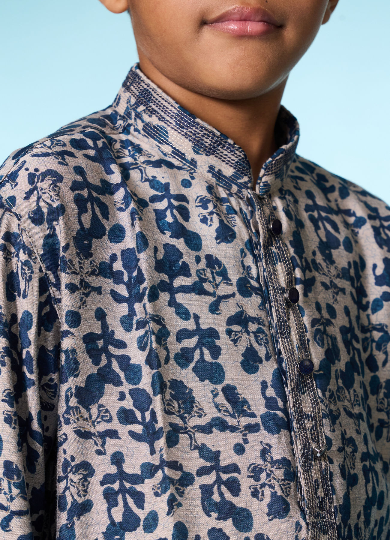 Manyavar Boys Elegant Blue Kurta Pajama Set