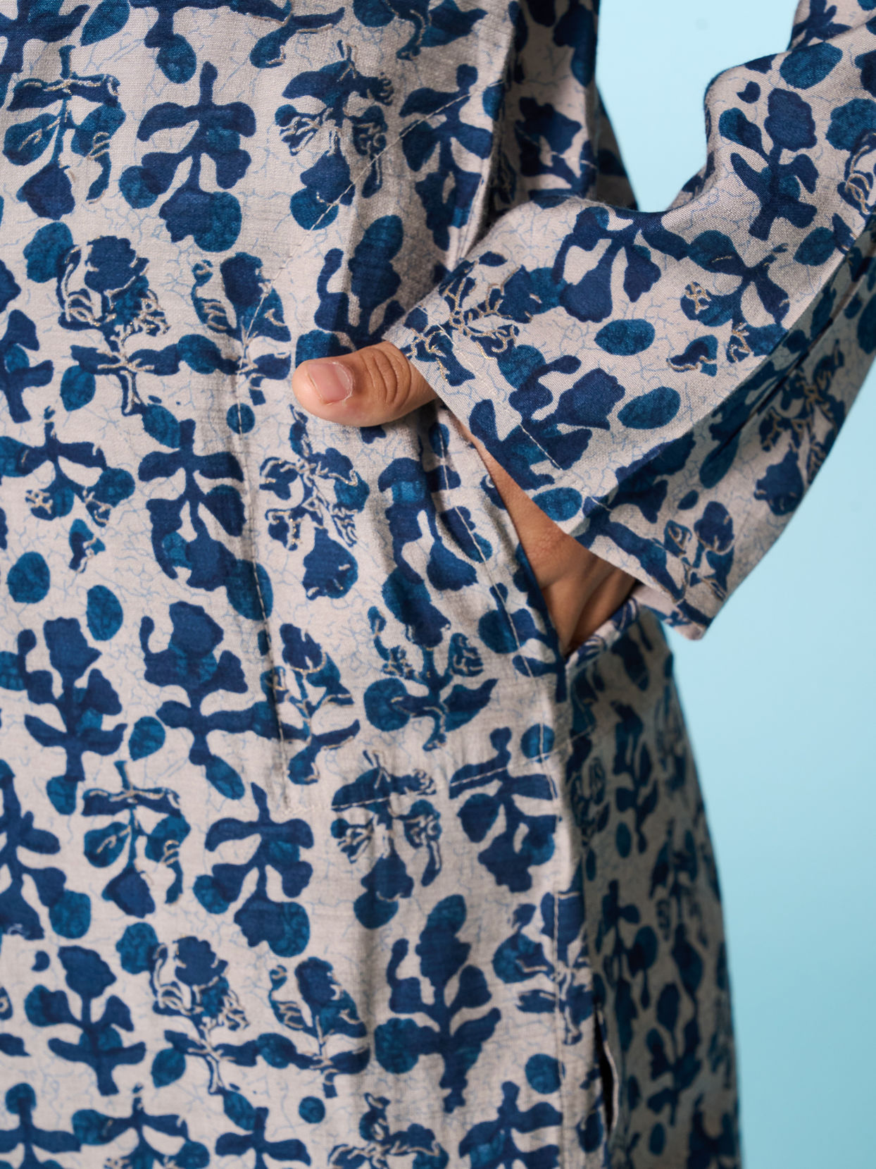 Manyavar Boys Elegant Blue Kurta Pajama Set