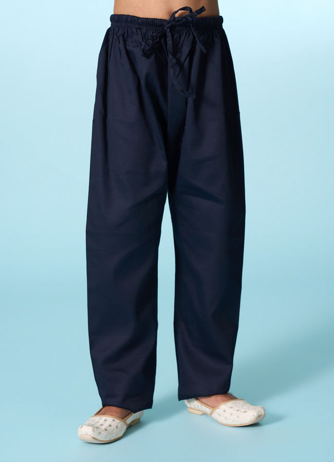 Manyavar Boys Elegant Blue Kurta Pajama Set