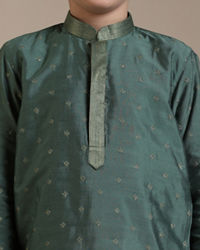 Manyavar Boys Boys Olive Green Buta Patterned Kurta Set