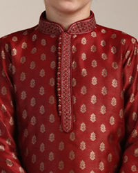 Manyavar Boys Boys Aurora Red Buta Printed Kurta Set