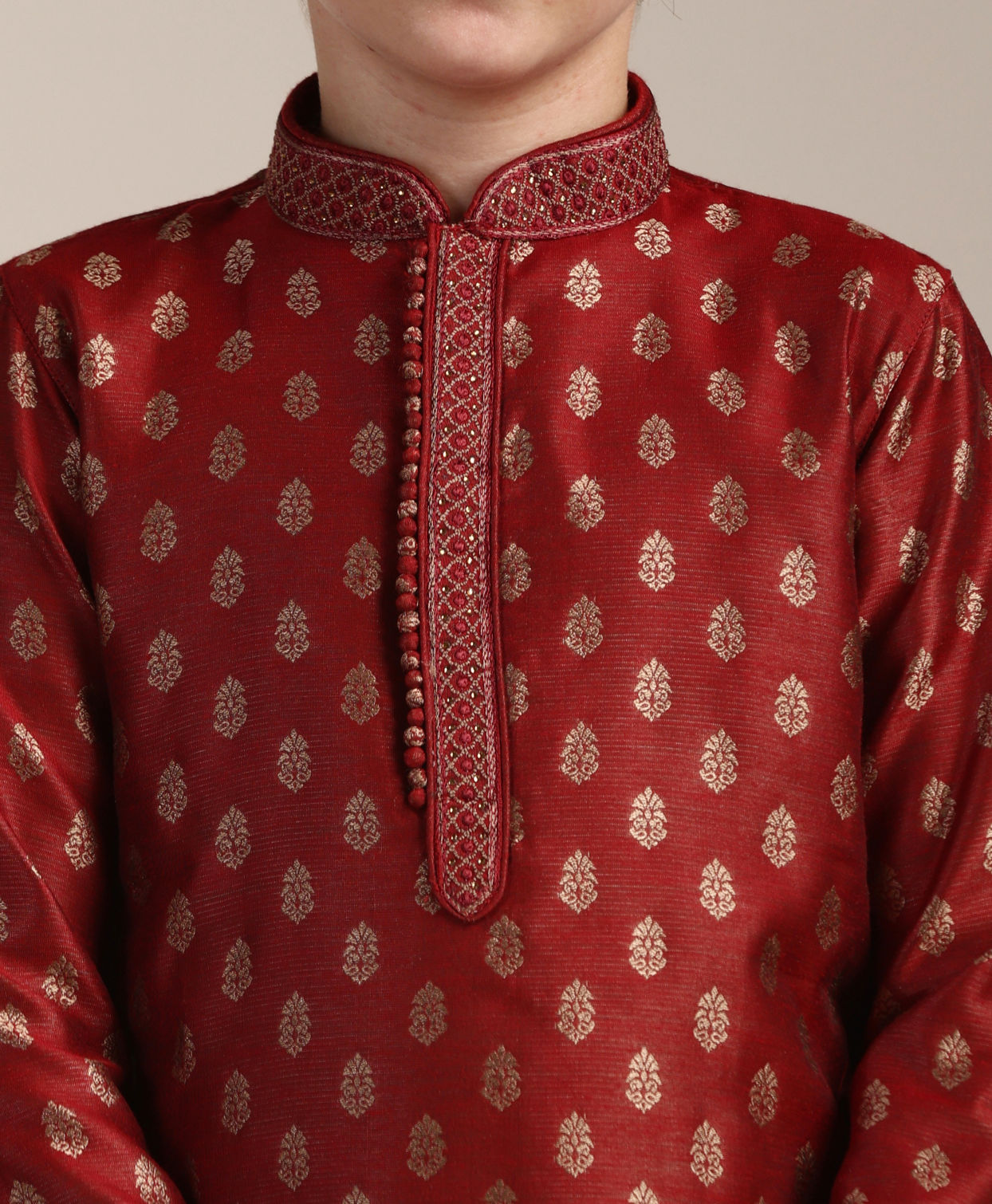 Manyavar Boys Boys Aurora Red Buta Printed Kurta Set