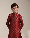 Manyavar Boys Boys Aurora Red Buta Printed Kurta Set
