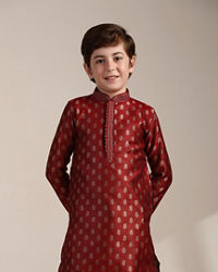 Manyavar Boys Boys Aurora Red Buta Printed Kurta Set