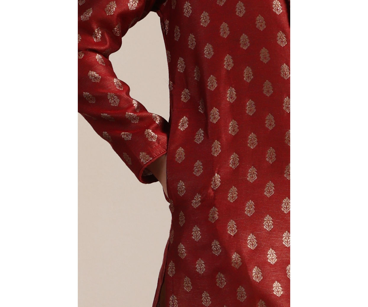 Manyavar Boys Boys Aurora Red Buta Printed Kurta Set
