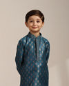 Manyavar Boys Boys Azure Blue Buta Printed Kurta Set