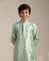 Manyavar Boys Boys Mint Green Bel Buti Patterned Kurta Set