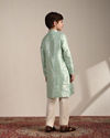 alt message - Manyavar Boys Boys Mint Green Bel Buti Patterned Kurta Set image number 5