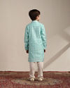 Manyavar Boys Boys Tropical Blue Floral Patterned Kurta Set