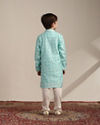 alt message - Manyavar Boys Boys Tropical Blue Floral Patterned Kurta Set image number 5