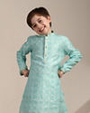 Manyavar Boys Boys Tropical Blue Floral Patterned Kurta Set
