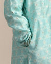 Boys Tropical Blue Floral Patterned Kurta Set image number 3