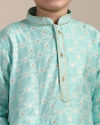 Manyavar Boys Boys Tropical Blue Floral Patterned Kurta Set