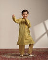 alt message - Manyavar Boys Boys Amber Yellow Floral Patterned Kurta Set image number 2