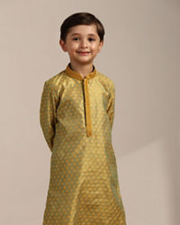 Manyavar Boys Boys Amber Yellow Floral Patterned Kurta Set